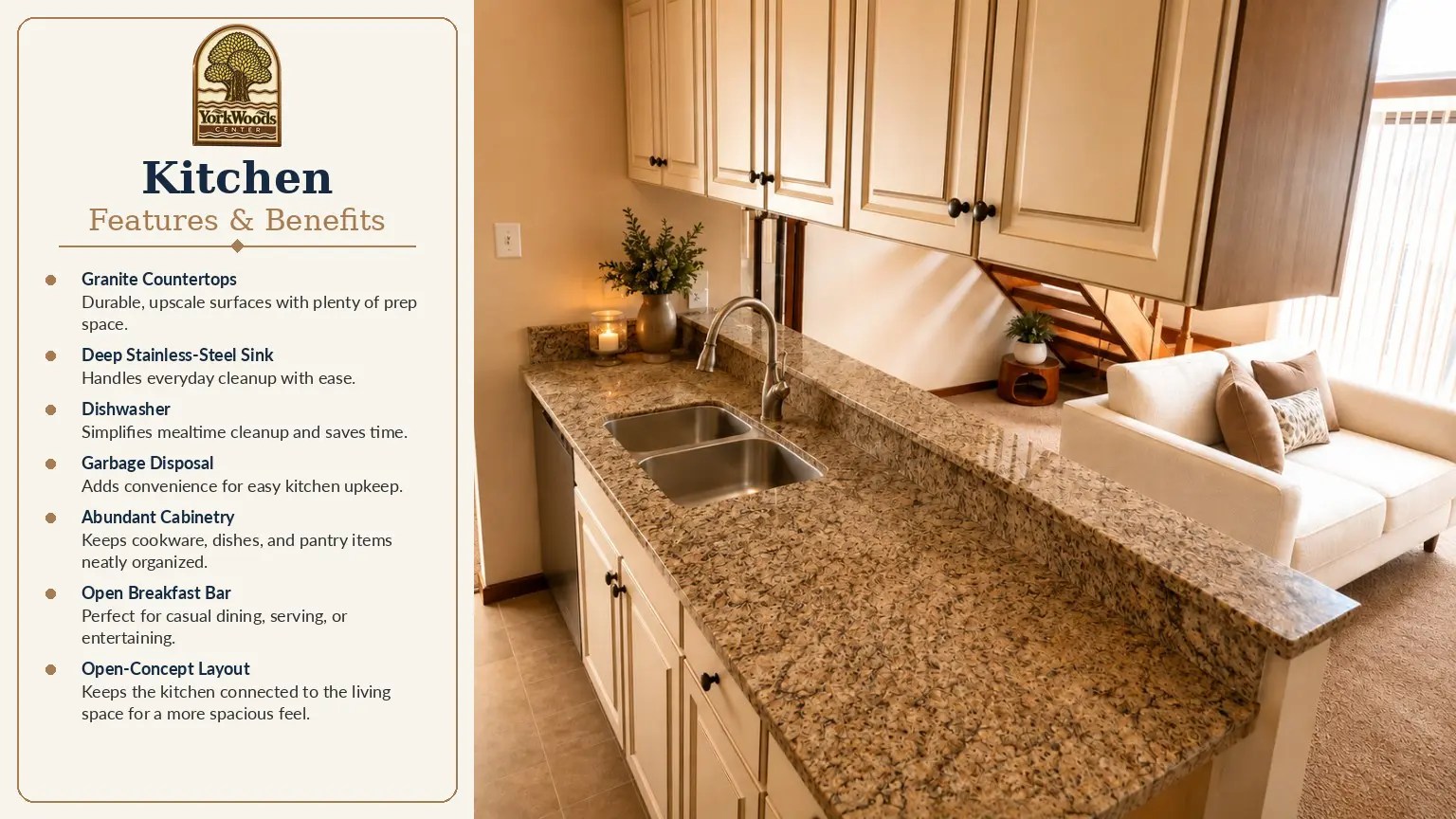 Apartment kitchen at York Woods Center