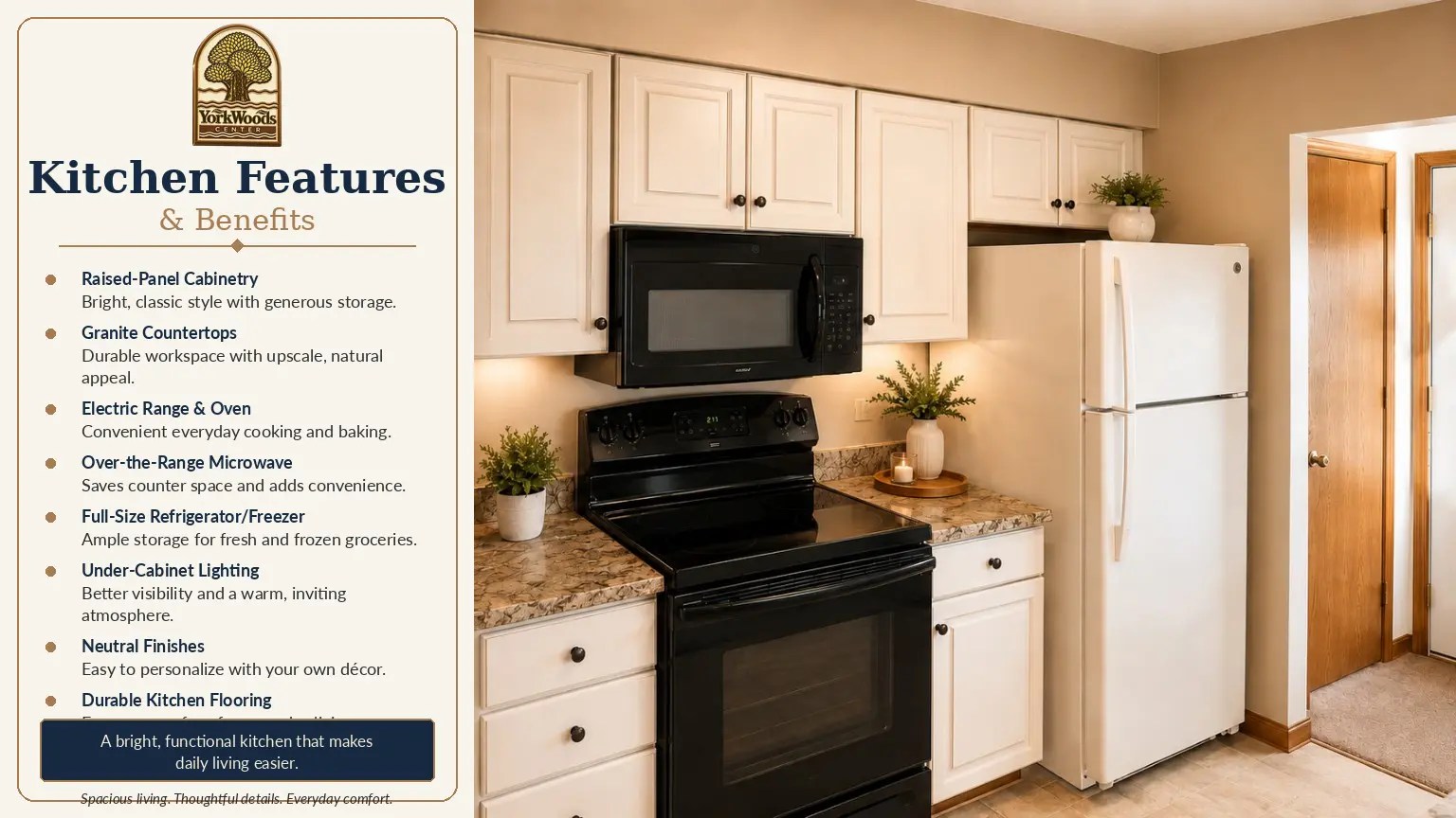 Kitchen detail in a York Woods Center apartment