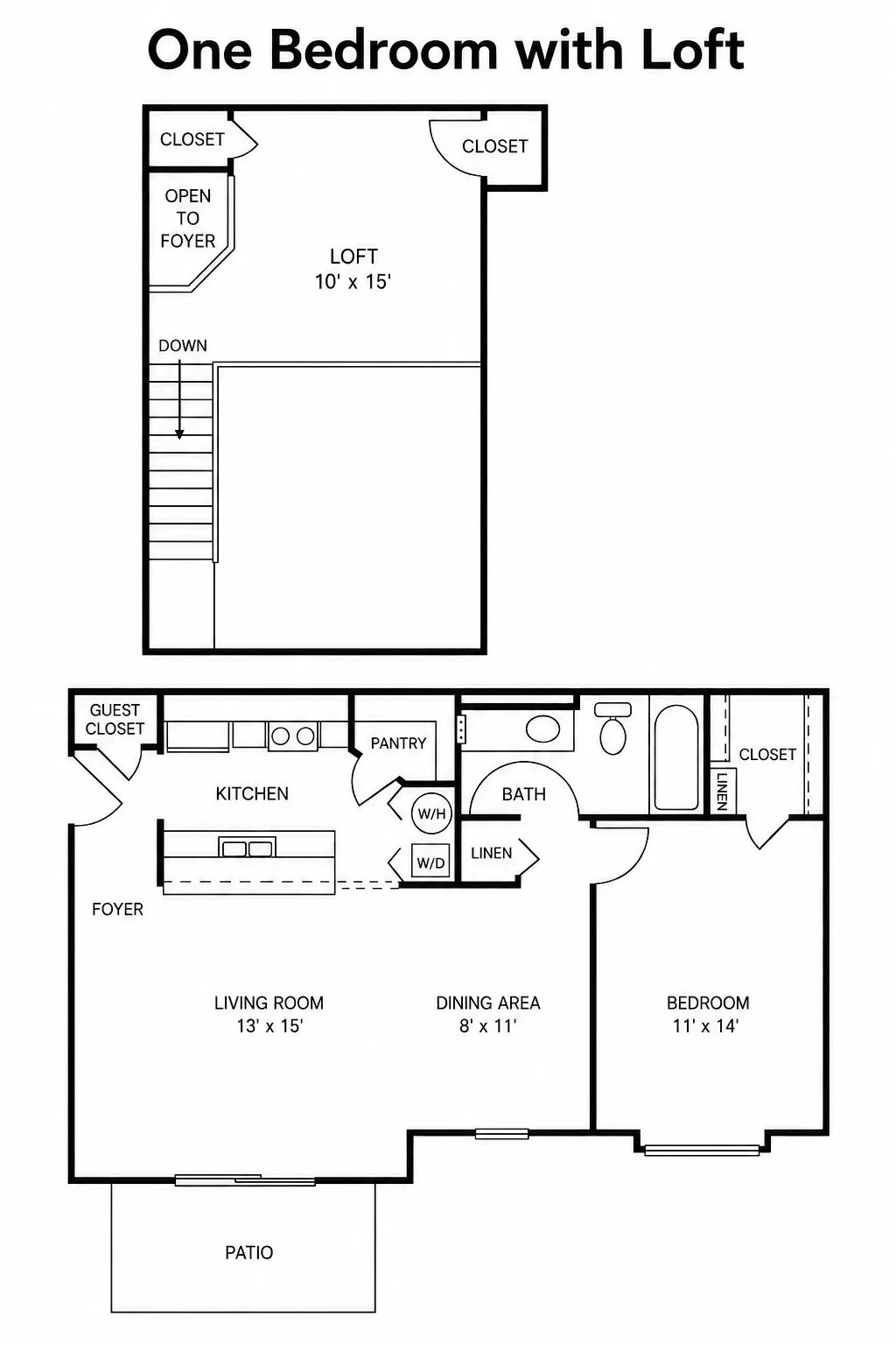 One Bedroom with Loft floor plan