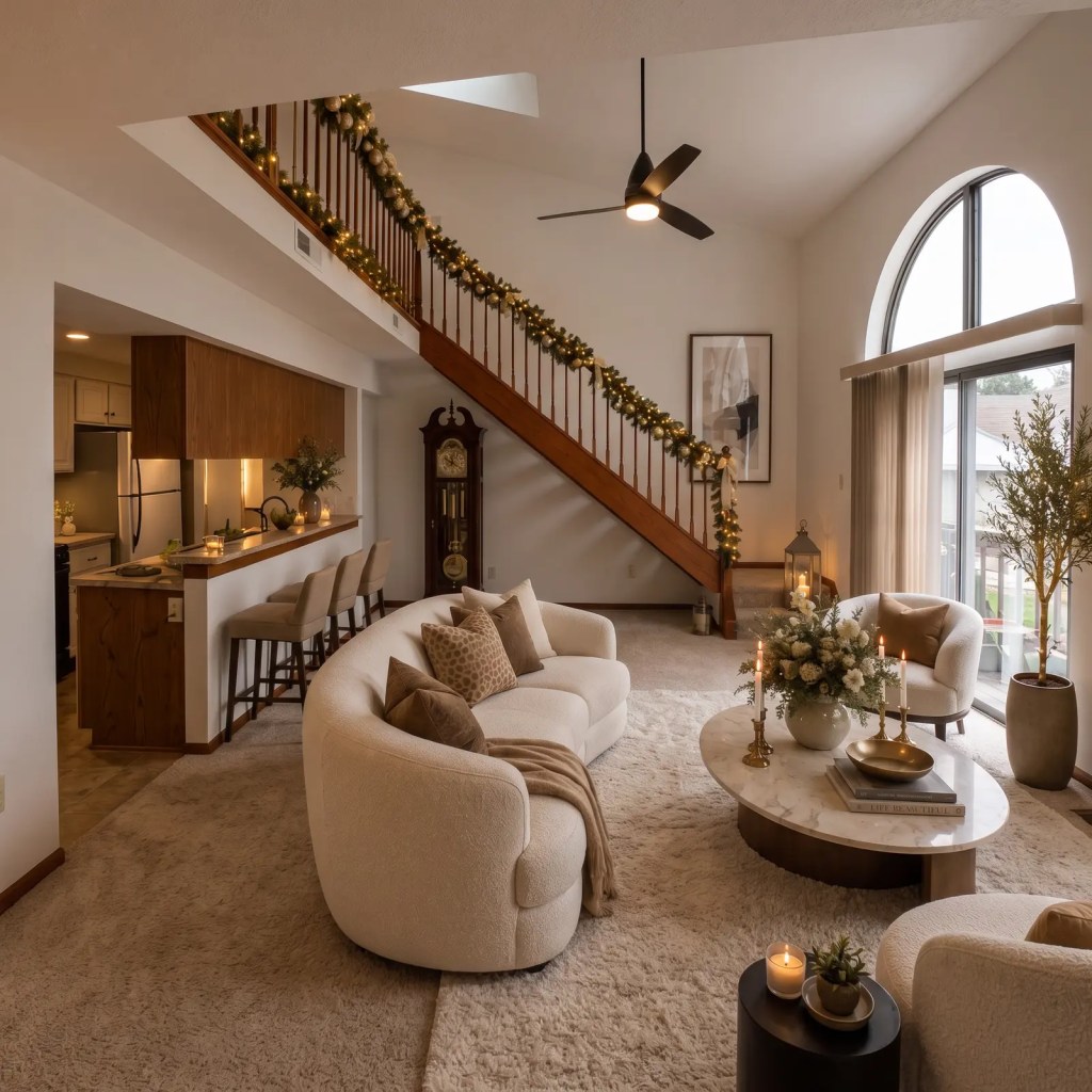 Furnished loft living room at York Woods Center